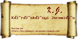 Köröskényi Jeremiás névjegykártya